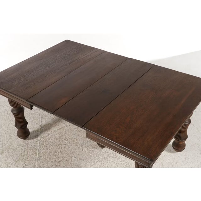 Antique Jacobean Revival Oak Draw-Leaf Dining Table With Baluster Legs For Sale - Image 4 of 7