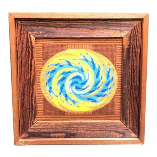 1960s Hurricane Needlepoint Art in Wood Frame For Sale