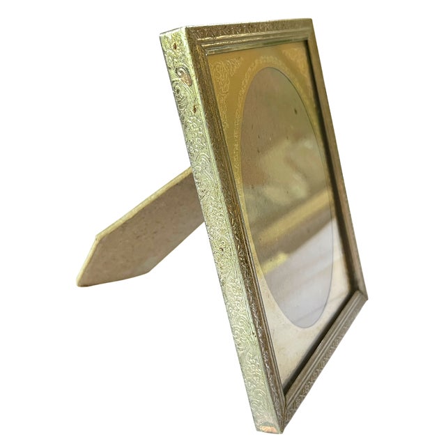 1980s Vintage Silver Picture Frame for Oval 3"x4" Picture Ornate Repoussé Mat & Beaded Border For Sale - Image 5 of 9