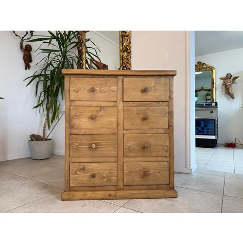 Rustic 8-Piece Shop Chest or Apothecary Cabinet in Softwood For Sale - Image 15 of 15