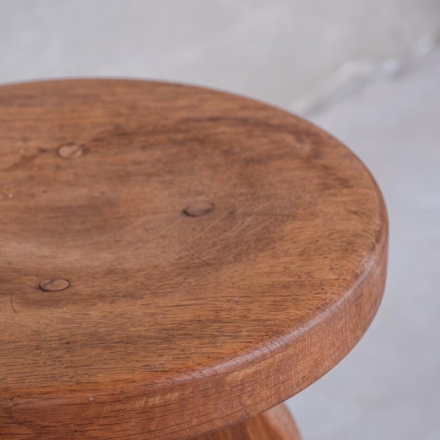 Mid-Century Brutalist Oak Bar Stools, Belgium, 1970s, Set of 5 For Sale - Image 6 of 10