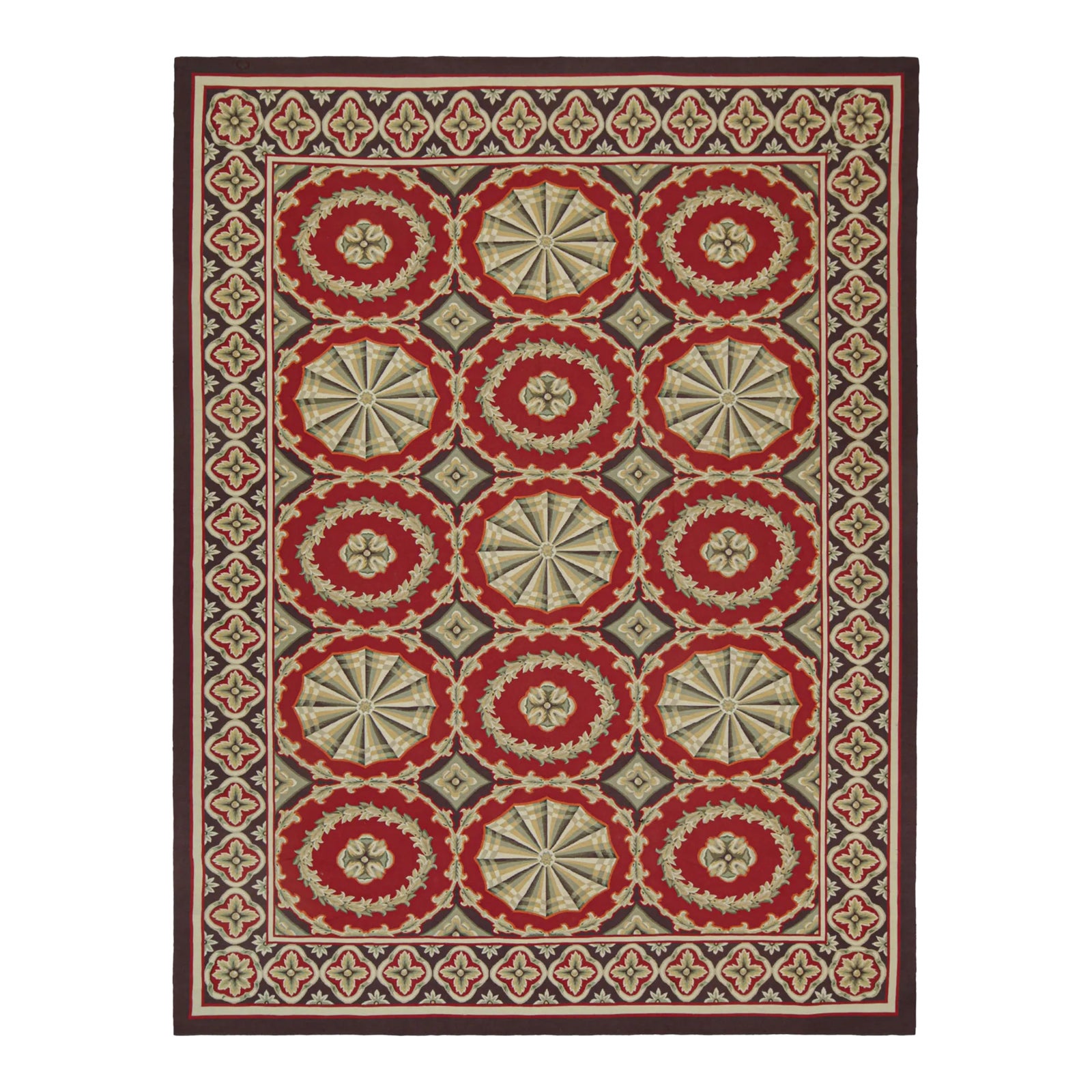 Rug & Kilim’s Aubusson Style Flatweave in Red With Medallions and ...