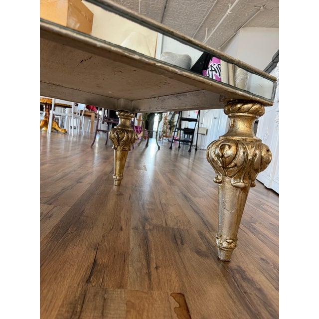 19th Century French or Italian Inlaid Mirror and Carved Wood Table For Sale - Image 9 of 11