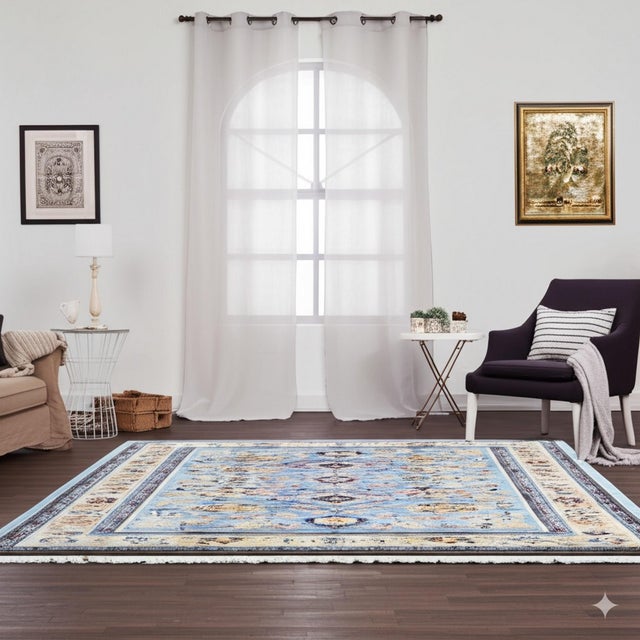 9x9 Square Azure Elegance Blue Floral Modern Handmade Mohair Oushak Carpet Rug For Sale - Image 4 of 7