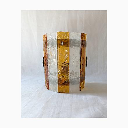 Amber Striped Murano Glass Wall Sconce attributed to AV Mazzega, 1970s For Sale - Image 14 of 14
