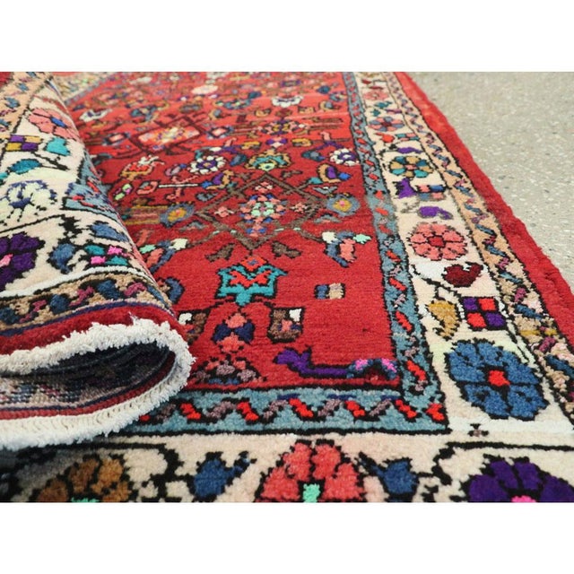 Galerie Shabab Collection Mid-20th Century Handmade Persian Hamadan Runner Rug in Bright Vivid Colors For Sale - Image 10 of 10