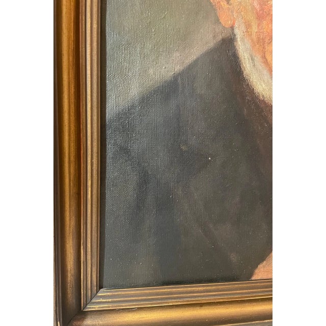 Antique H Glass Elder Man Expressionism Smoking Pipe Oil Painting Portrait 1800s For Sale - Image 11 of 13