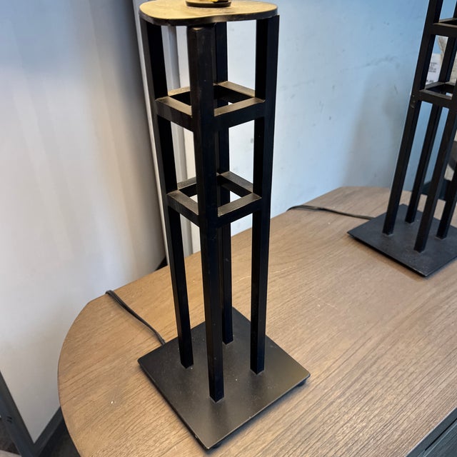 Modernist Lattice Tower Table Lamps, Pair For Sale - Image 4 of 12