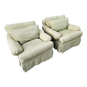 Pair of Large Vanguard Furniture Skirted Lounge Chairs