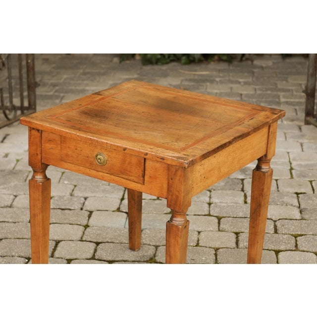 Italian 1820s Neoclassical Walnut Side Table with Large Banding and Tapered Legs For Sale - Image 4 of 12