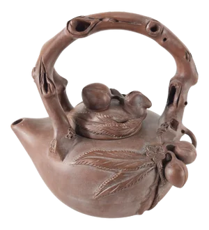 Vintage Chinese Yixing Zisha Clay Peach Teapot