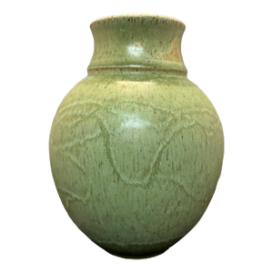 Vintage Titian Potteries Crown Lynn Nz Art Pottery Vase J3 Green Drip Marble Glaze MCM