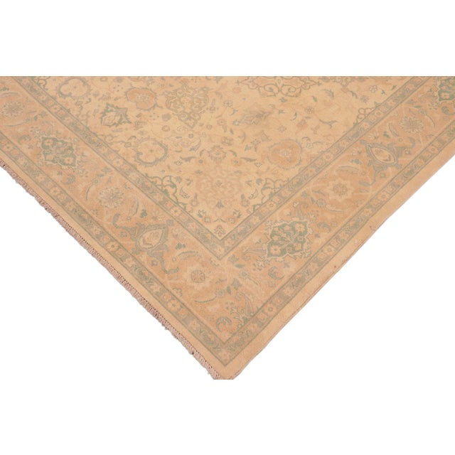 Boho Chic Tan/Gold Wool Rug - 6'1'' X 8'10'' For Sale - Image 4 of 10