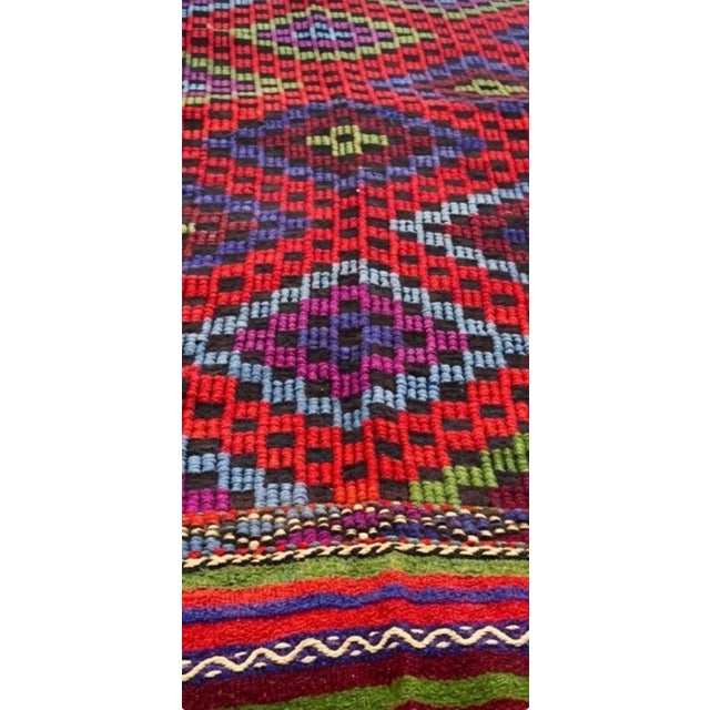 1950s Mid-Century Handwoven Anatolian Kilim Expressive Geometric Symbolism & Heritage Wool For Sale - Image 5 of 11