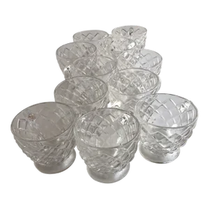 Vintage Clear Pressed Glass Punch Cups S/11
