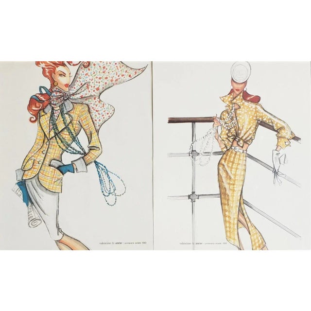 Gold 1993 Valentino Italian Fashion Prints-Set of 2, Matted For Sale - Image 8 of 8