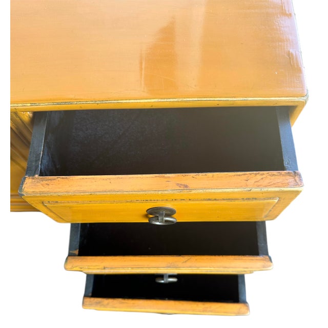 1950s Mid Century Asian Yellow Lacquer Wood Tansu Chest For Sale In Los Angeles - Image 6 of 12