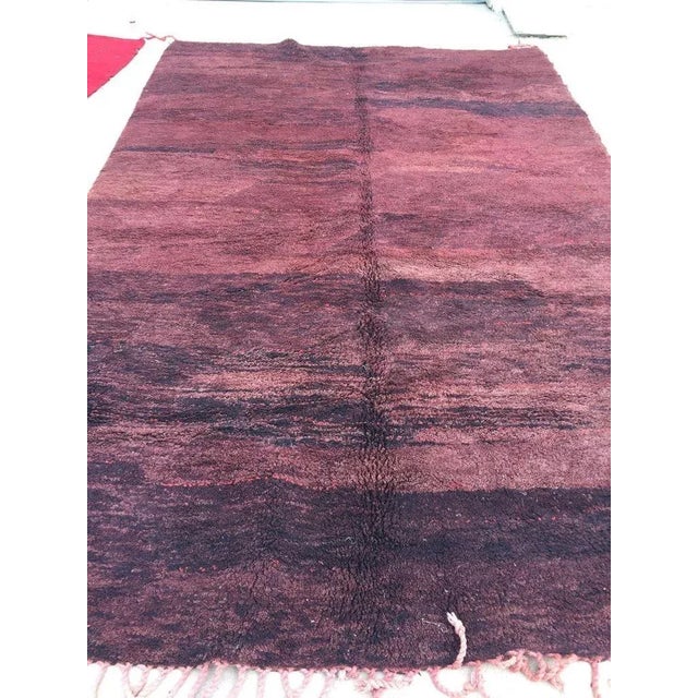Textile Vintage Moroccan Berber High-Pile Wool Rug in Brown, Plum and Rust, 1970s For Sale - Image 7 of 13