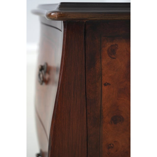 Italian Style Burl Wood Bombe Painted Commode Chest For Sale - Image 15 of 17
