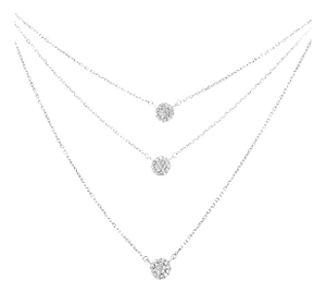 .925 Sterling Silver 1/2 Cttw Round Diamond Medallion Multi-Strand Tri Pendant 18" Necklace (H-I Color, I2-I3 Clarity)