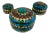 Vintage Handmade Round Shaped Natural Stones Boxes in Cobalt Green & Gold, Set of 3 For Sale