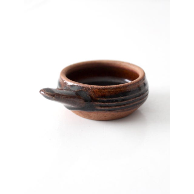 Vintage Handmade Studio Pottery Handled Bowl For Sale - Image 6 of 11