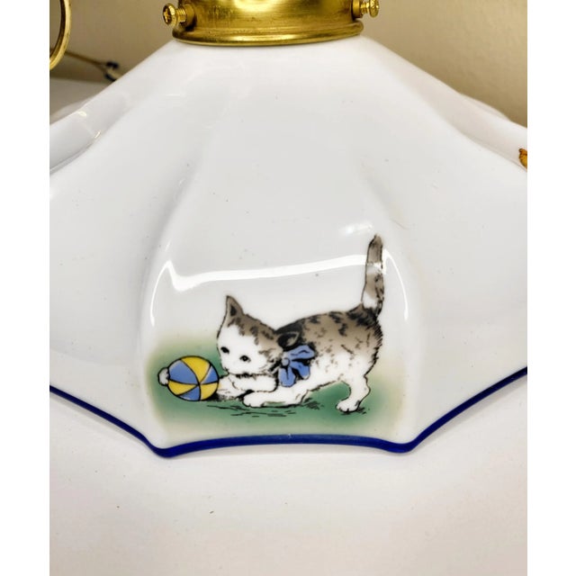 Vintage Milk Glass Animal Pendant For Sale - Image 4 of 8