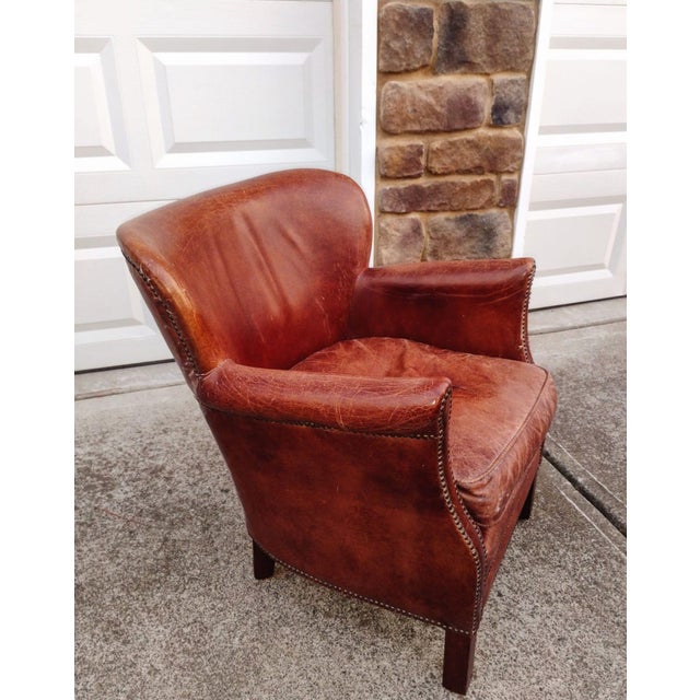 1980s Academic Charm & Unmatched Craftsmanship With the Iconic Professor's Leather Chair From Restoration Hardware. For Sale - Image 5 of 12