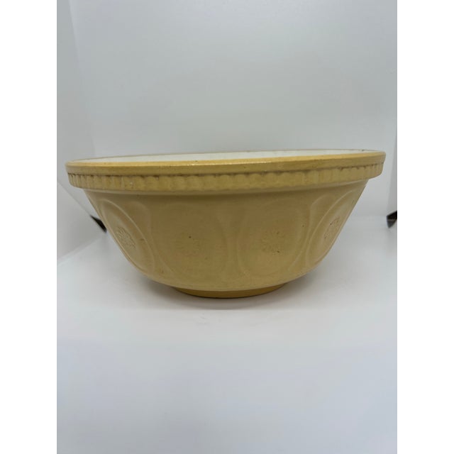 Traditional Vintage Yellow Ware Pottery Mixing Bowl For Sale - Image 3 of 5