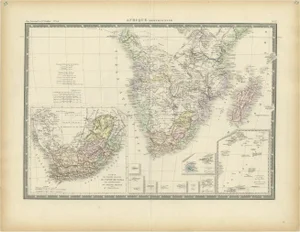 Antique Map of Southern Africa by Levasseur, 1875