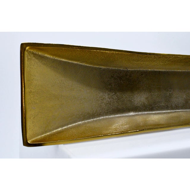 Contemporary Cast Aluminum Painted Gold Decorative Bowl Catchall on Base For Sale In Chicago - Image 6 of 10