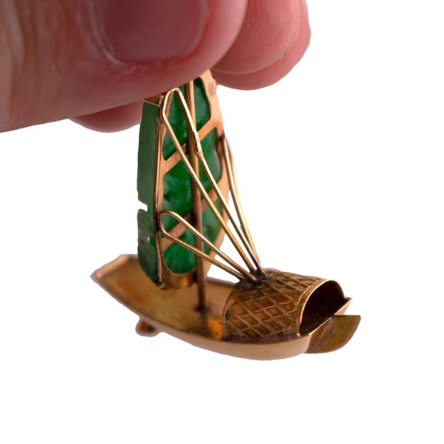 Contemporary Vintage Jade Sailboat Charm For Sale - Image 3 of 5