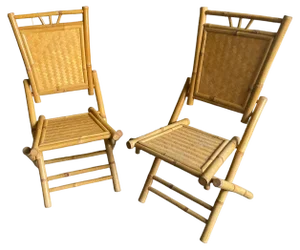 Set of Bamboo Rattan Folding Chairs, 1960s