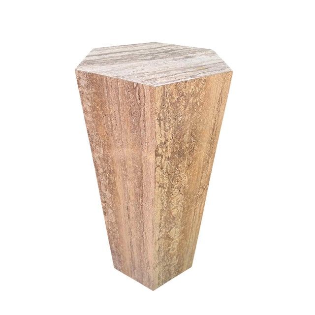 Mid 20th Century Postmodern Faux Travertine Laminate Pedestals - A Pair For Sale - Image 4 of 12