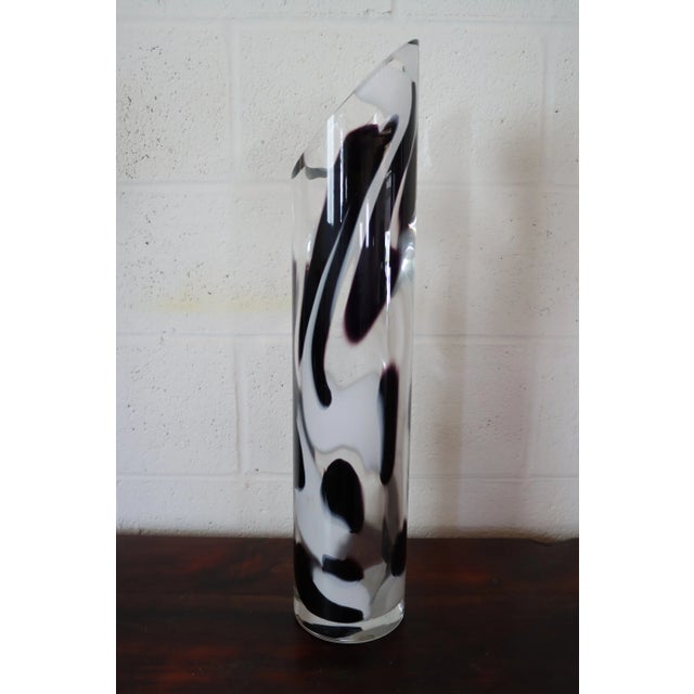 Glass Purple & White Signed Art Glass Vase For Sale - Image 7 of 7