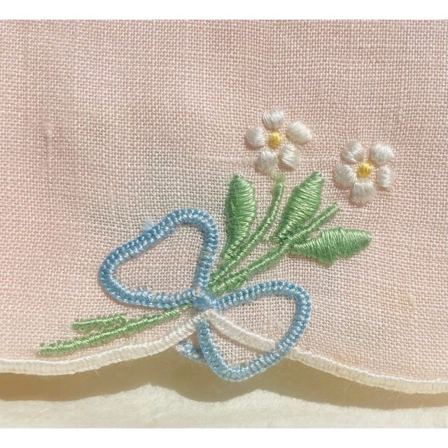 Mid 20th Century Mid 20th Century Madeira Pink Embroidered Linen Placemats and Napkins in Original Box - 4 pcs For Sale - Image 5 of 9