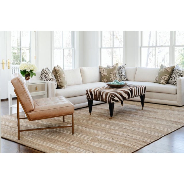 Tan Erin Gates by Momeni Crescent Broken White Stripe Natural Hand Woven Jute Area Rug 10' X 14' For Sale - Image 8 of 10