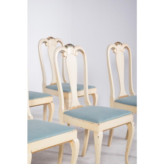 Portuguese White Painted Wood Chairs, 1890s, Set of 6 For Sale - Image 4 of 9