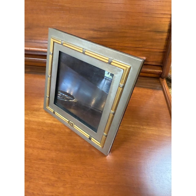 Vintage Italian Gucci Brass & Chrome Square Picture Frame, 1980s For Sale In Los Angeles - Image 6 of 6