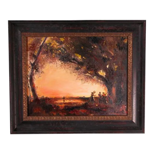Late 20th Century Landscape Oil Painting on Canvas, Framed For Sale