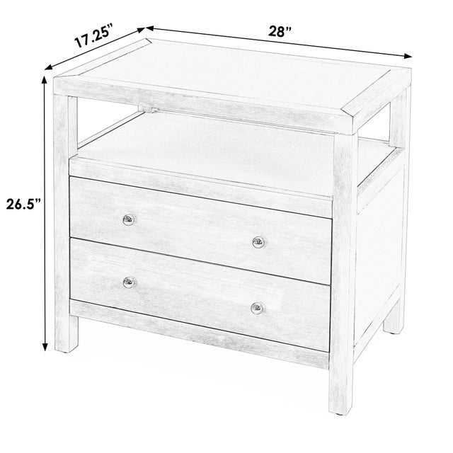Spritely Home Accent Furniture Nora 28 in. W Rectangular 2 Drawer Wide Nightstand with Open Shelf, Walnut For Sale - Image 4 of 11