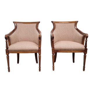 Vintage Fairfield French Empire Regency Louis XVI Style Bergere Armchairs - Pair For Sale