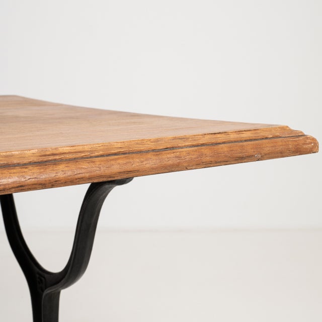 Metal Cast Iron Bistro Table with Oak Top, Antique, France, 20th Century For Sale - Image 7 of 13