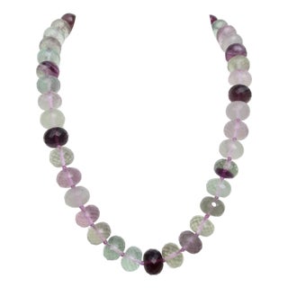 Faceted Florite Beaded Necklace Circa 30s For Sale