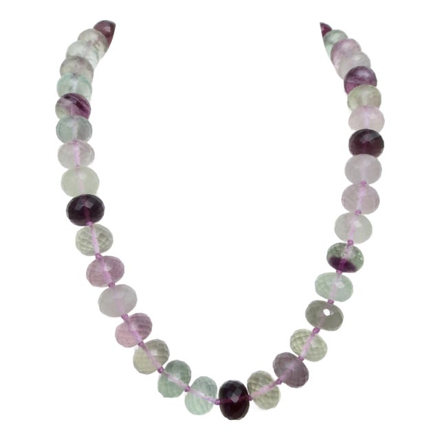 Faceted Florite Beaded Necklace Circa 30s For Sale