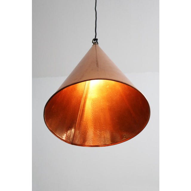 Danish Brutalist Hand-Hammered Copper Pendant Lamp from ES Horn Aalestrup, 1960s For Sale - Image 4 of 8