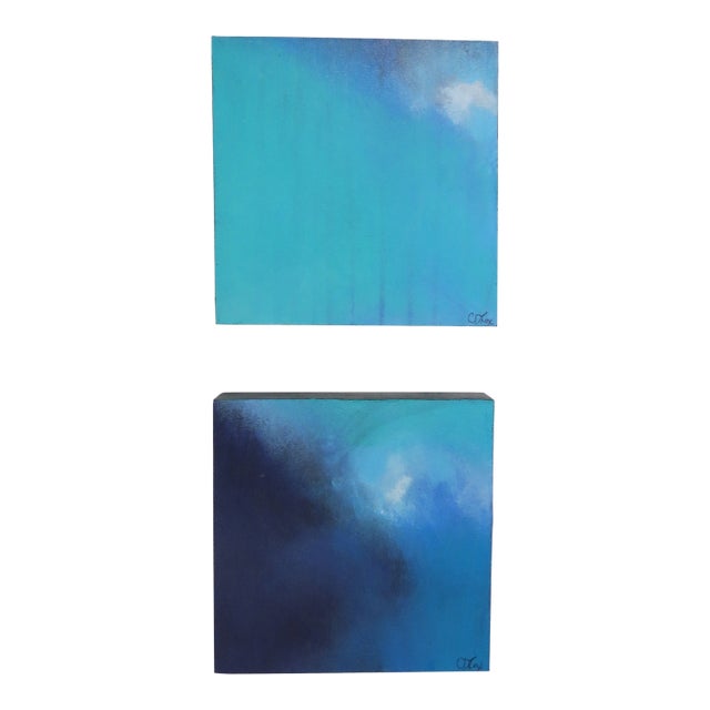 Pair Small Scale Abstract Paintings on Wood by C. Damien Fox 2025 For Sale