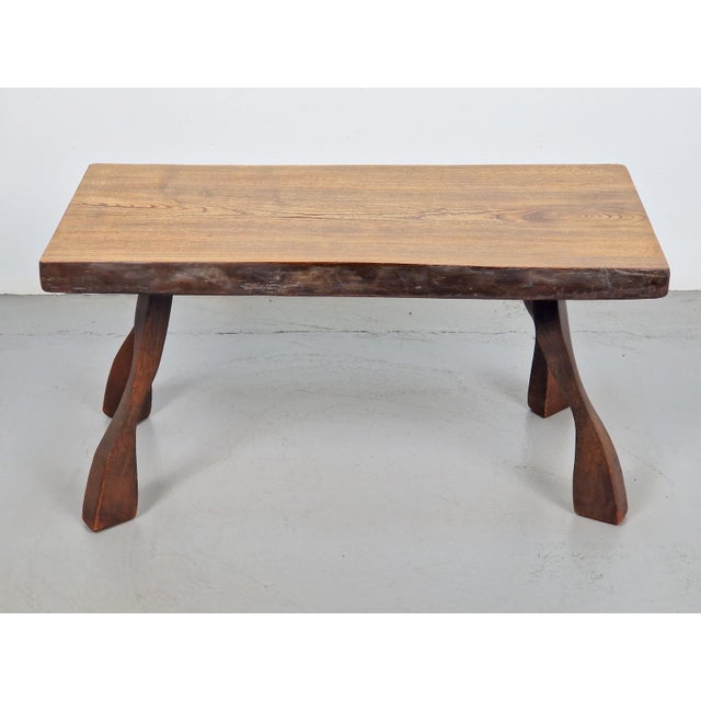 Brown Brutalist Oak Tree Trunk Side Table, 1960s For Sale - Image 8 of 11
