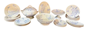 Belgian Children's Tableware by Anci Mouzin Lecat, 19th Century, Set of 19