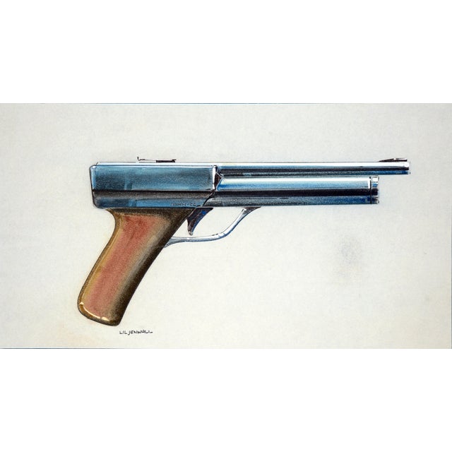 Photorealism Hahn Air Pistol Design Drawings Pencil - Ink on Paper Designer Hp35 Calculator by Edward T. Liljenwall For Sale - Image 3 of 9